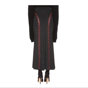 Alexander McQueen Wool Blend Leather Braided Skirt